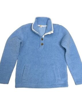 BODEN Sherpa Fleece Jacket Designer Blue Quarter Button Coat Womens 4